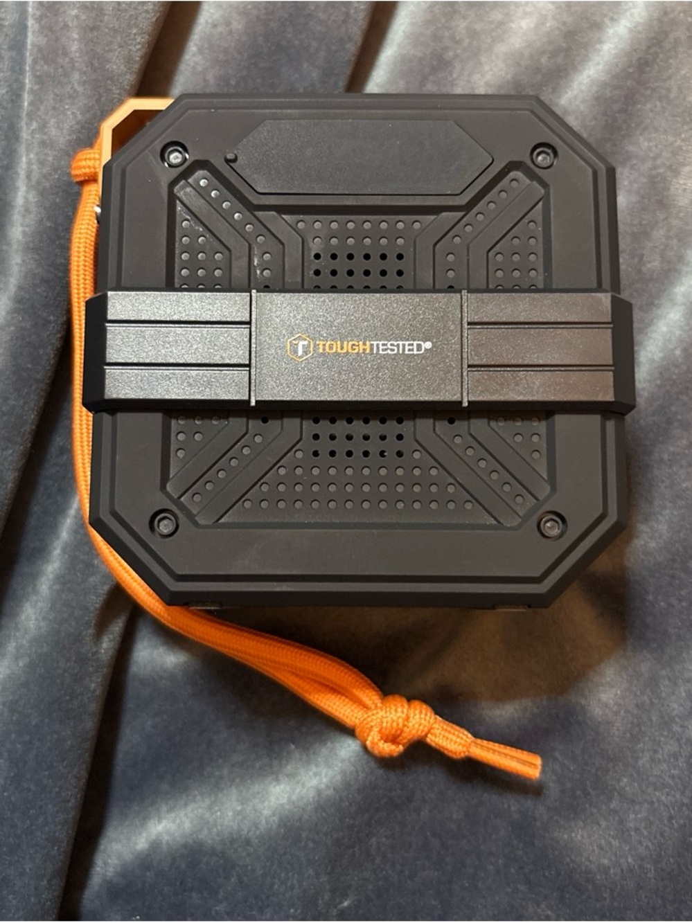 Portable Bluetooth Speaker - Black with Orange Strap